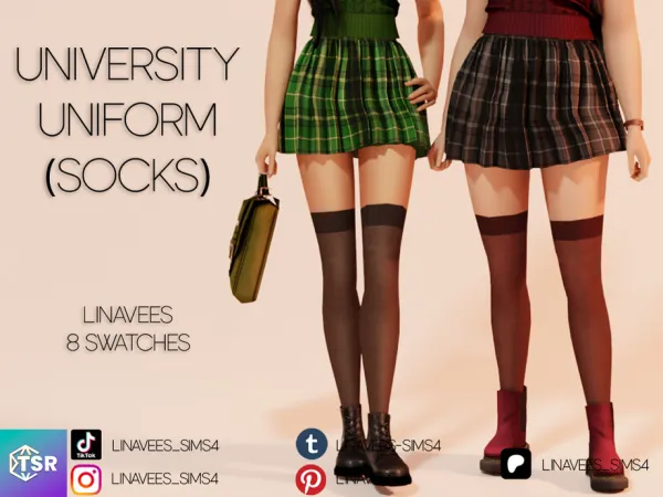 Mix UNIVERSITY UNIFORM (SOCKS) by linavees - The Sims 4 Custom Content
