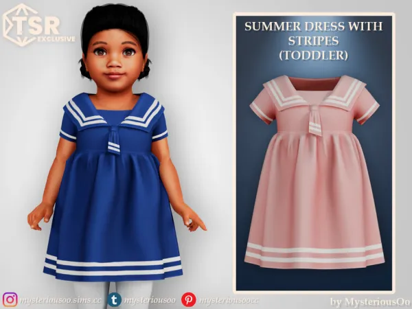 Alpha Summer dress with stripes Toddler by MysteriousOo - The Sims 4 Custom Content