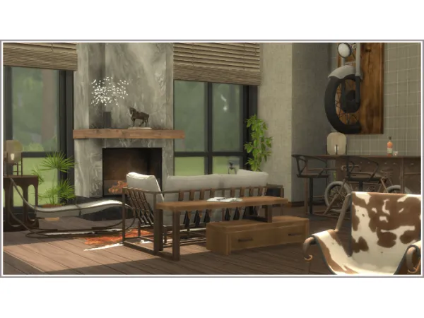 Mix Iron Horse Living Room by PhiloTSR - The Sims 4 Custom Content