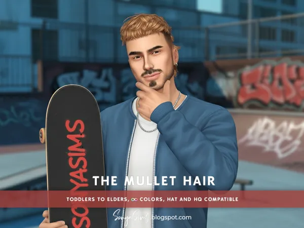Alpha The Mullet Hair - The Sims 4 Custom Content