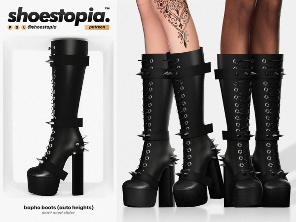 Alpha bapho knee high boots by shoestopia - The Sims 4 Custom Content