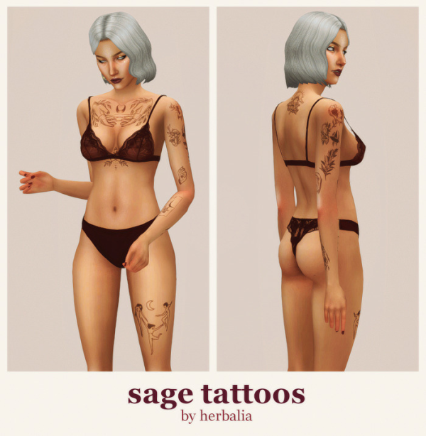 Mix herbalia sage tattoos by simsfinds - The Sims 4 Custom Content