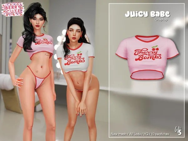 Alpha Berry Cute Juicy Babe CropTop by wisteriasims - The Sims 4 Custom Content