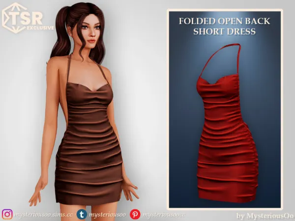 Alpha Folded open back short dress by MysteriousOo - The Sims 4 Custom Content