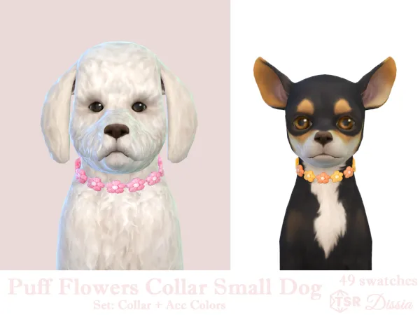 Maxis Match Puff Flowers Collar Small Dogs by Dissia - The Sims 4 Custom Content