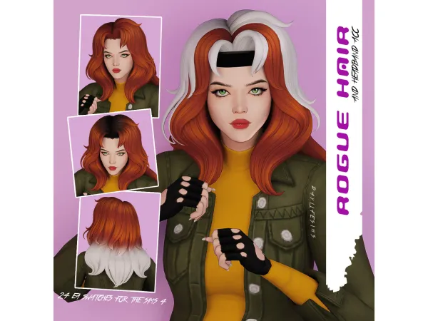 Maxis Match ROGUE HAIR and headband acc by daylifesims - The Sims 4 Custom Content