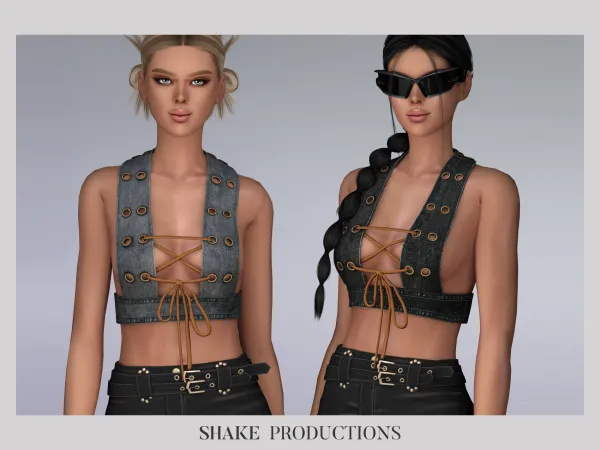 Alpha Bad Decisions Denim Top - The Sims 4 Custom Content