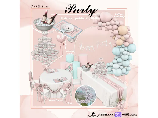 Mix [LANA] Party Set - The Sims 4 Custom Content