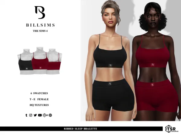 Alpha Ribbed Sleep Bralette by Bill_Sims - The Sims 4 Custom Content