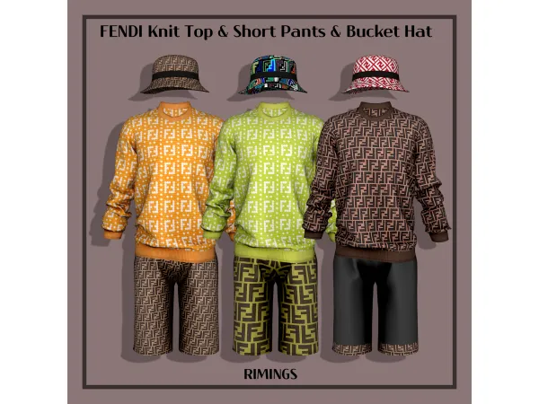 [RIMINGS] FENDI Knit Top & Short Pants & Bucket Hat by RIMINGS