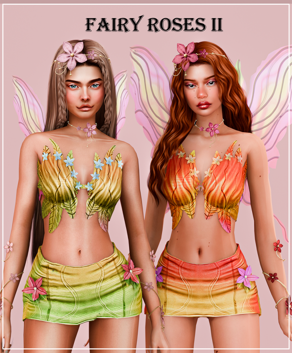 Alpha Becca Fairy Roses Collection Part II Encharted Leaves Set by beccaxcouquetts - The Sims 4 Custom Content