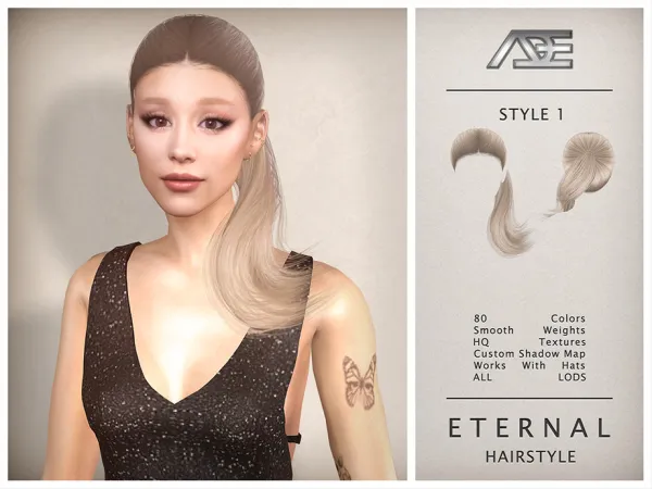 Alpha Eternal Style 1 (Hairstyle) by ade - The Sims 4 Custom Content