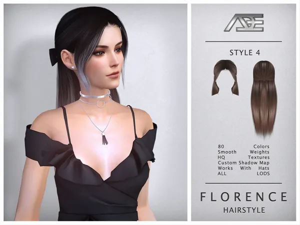 Alpha Florence Style 4 (Hairstyle) - The Sims 4 Custom Content