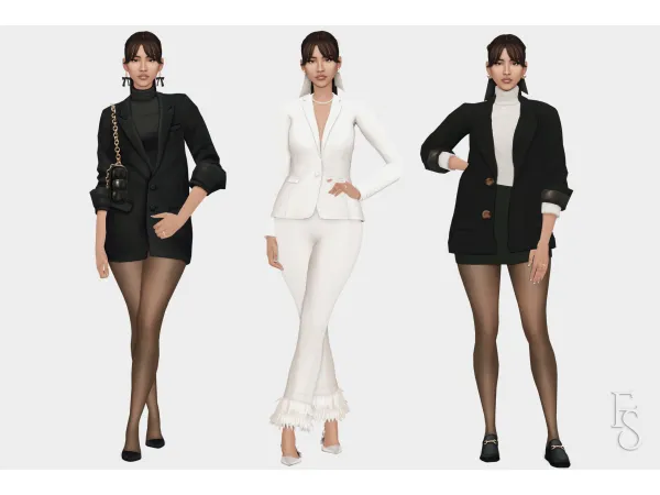 Mix Styling Blazers Lookbook by farfallasims - The Sims 4 Custom Content