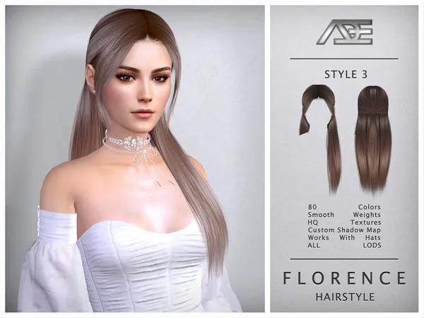 Alpha Florence Style 3 (Hairstyle) by ade - The Sims 4 Custom Content