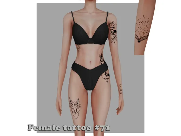 Mix Female tattoo bundle 5 - The Sims 4 Custom Content