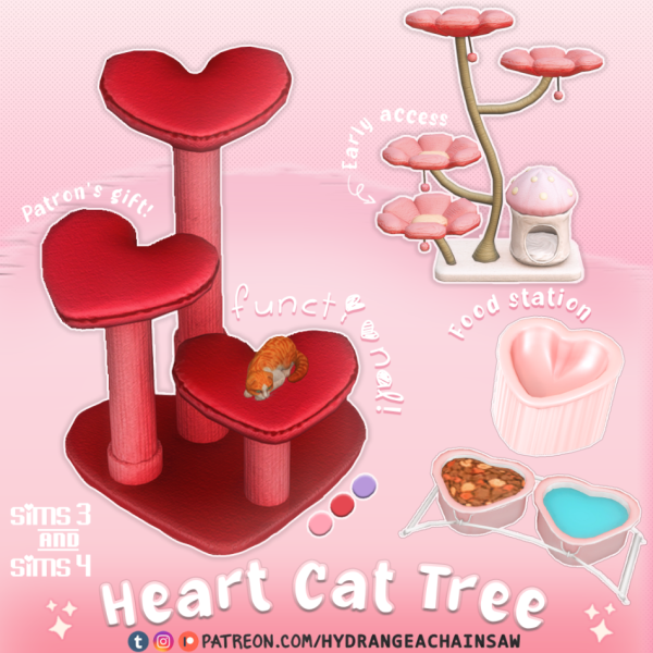 Alpha Heart cat tree by hydrangeachainsaw - The Sims 4 Custom Content