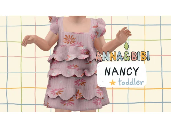 Maxis Match Nancy_dress_TODDLER [AnnaBibi] - The Sims 4 Custom Content