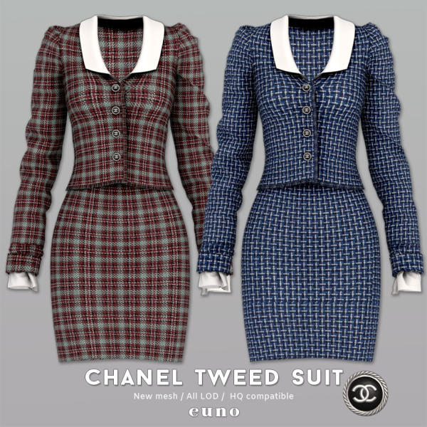Alpha Tweed Suit by euno - The Sims 4 Custom Content