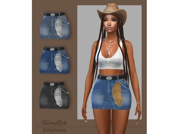 Mix short denim skirt with fur tail - The Sims 4 Custom Content