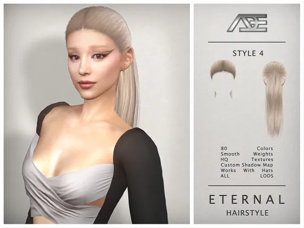 Alpha Eternal Style 4 (Hairstyle) - The Sims 4 Custom Content