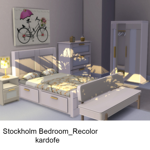 Maxis Match Stockholm Bedroom_Recolor by simsfinds - The Sims 4 Custom Content