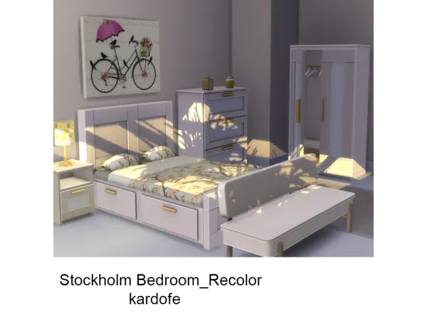 Maxis Match Stockholm Bedroom_Recolor by kardofe - The Sims 4 Custom Content