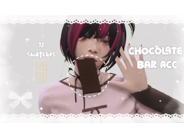 Maxis Match Chocolate Bar Mouth Accessory by MilkieYui - The Sims 4 Custom Content