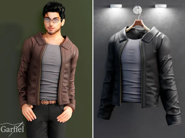 Mix Adult Stylish leather jacket with modern fit by Garfiel - The Sims 4 Custom Content