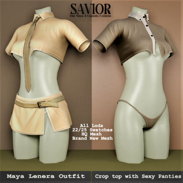 Alpha Svr_Maya Lenera Outfit Lingerie Crop top by saviorts4 - The Sims 4 Custom Content