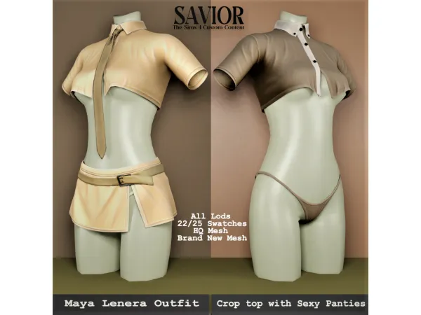 Sims 4 Svr_Maya Lenera Outfit & Lingerie Crop top.