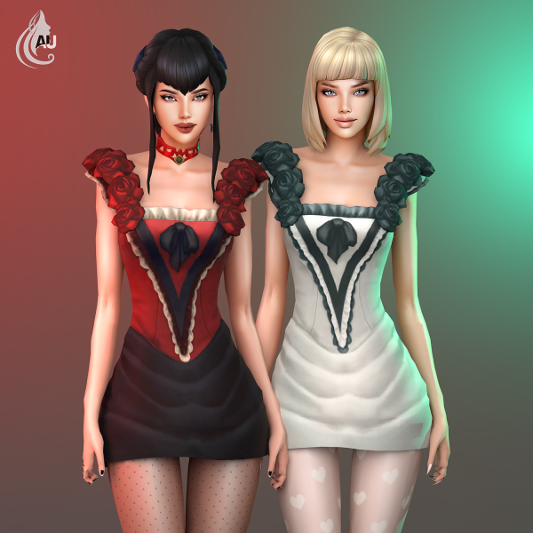 Maxis Match Dead rose dress by aurum - The Sims 4 Custom Content