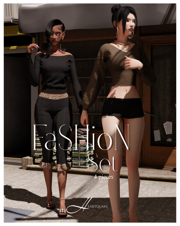 Mix heartquake FaSHioN set by simsfinds - The Sims 4 Custom Content
