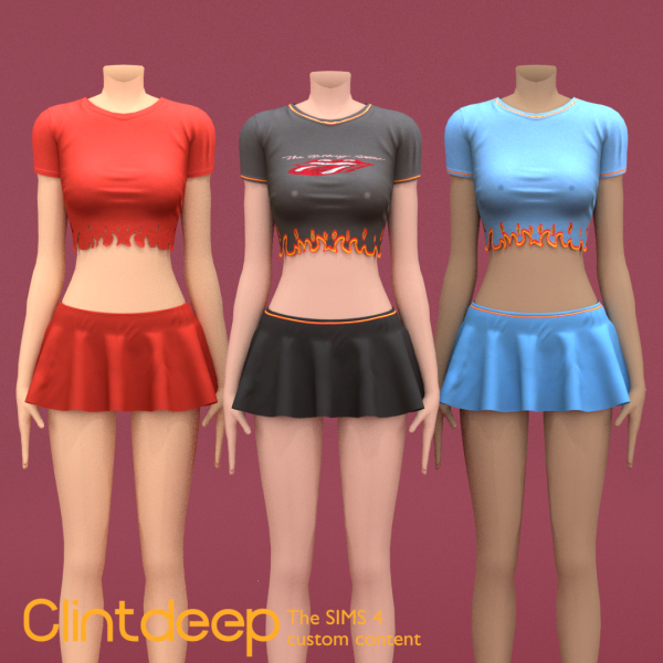 Alpha T Shirt With Mini Skirt by by simsfinds - The Sims 4 Custom Content