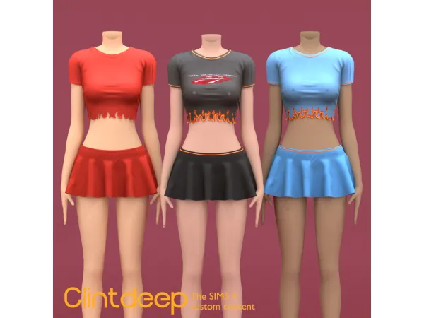 Alpha T Shirt With Mini Skirt by - The Sims 4 Custom Content