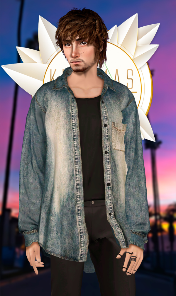 Kurimas4t2_Gorillax3_Washed Denim Shirt by simsfinds - The Sims 2 Custom Content