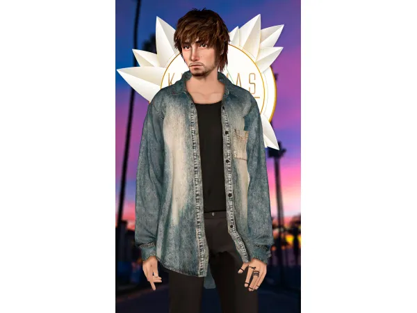 Kurimas4t2_Gorillax3_Washed Denim Shirt - The Sims 2 Custom Content
