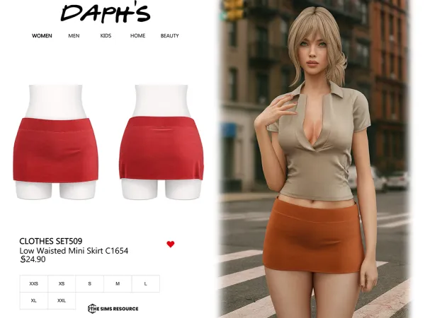 Alpha Daph's Clothes SET509 Low Waisted Mini Skirt C1654 - The Sims 4 Custom Content