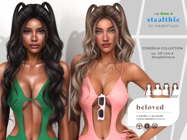Alpha Stealthic Beloved Hair (Cordelia Collection feat Off Line Bergdorfverse) - The Sims 4 Custom Content