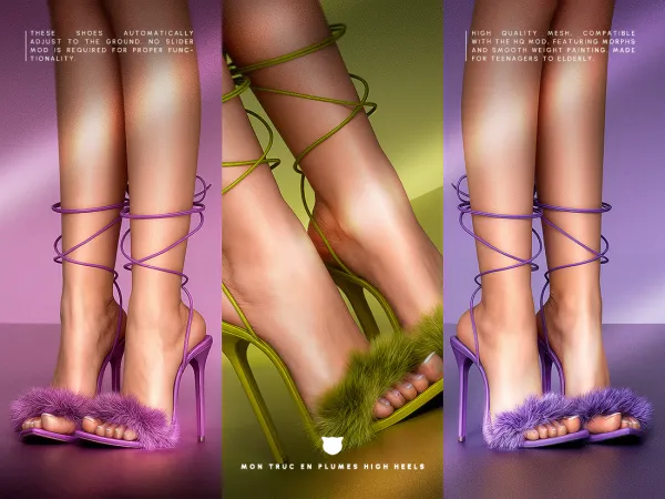 Alpha Mon Truc En Plumes High Heels by madcatsims - The Sims 4 Custom Content