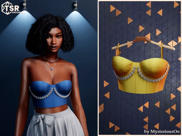 Alpha Bralette with a rhinestone chain by MysteriousOo - The Sims 4 Custom Content