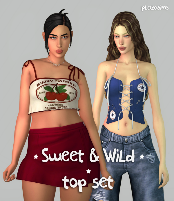 Alpha Sweet Wild top set by simsfinds - The Sims 4 Custom Content