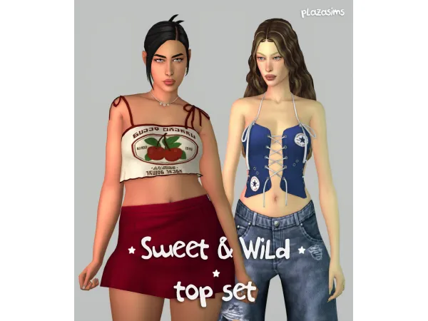 Alpha Sweet Wild top set by plazasims - The Sims 4 Custom Content