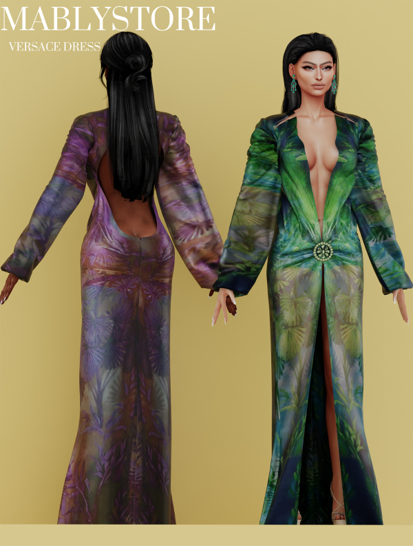 Alpha VERSACE DRESS by simsfinds - The Sims 4 Custom Content