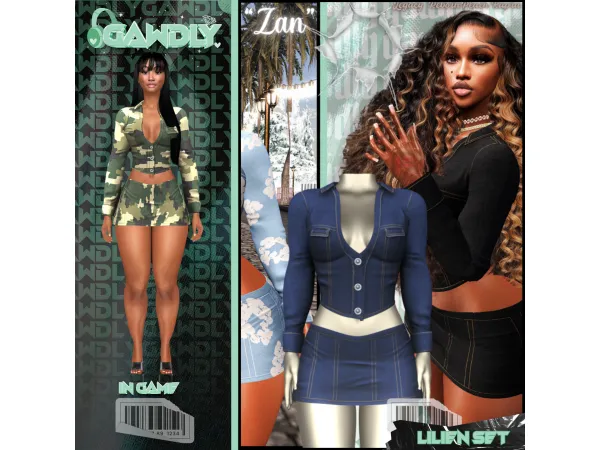 Alpha Zan Denim Fit by gawdlygames - The Sims 4 Custom Content
