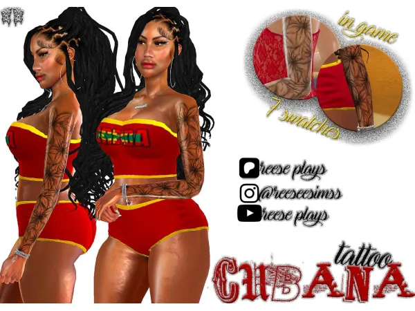 Mix Cubana Sleeve Tattoo by reeseplays - The Sims 4 Custom Content