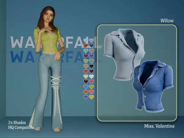 Sims 4 Mix Partes de Arriba Jeans CC: Willow Top by MissValentine142
