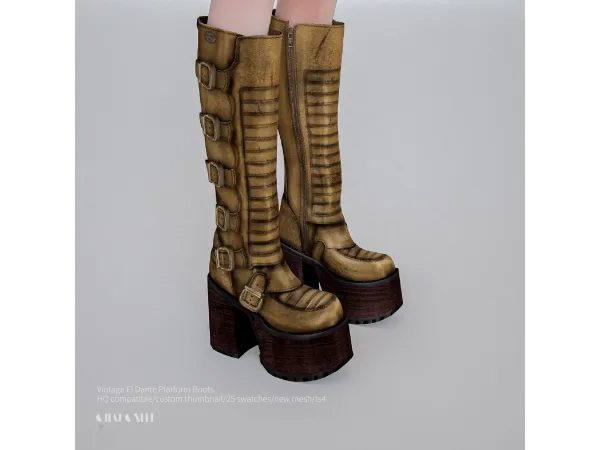 Sims 4 Vintage El Dante Platform Boots by charonlee