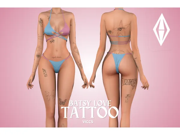 Mix BATSY LOVE TATTOO (TEEN ELDER) - The Sims 4 Custom Content