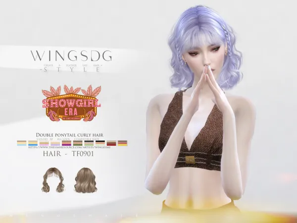 WINGS-TF0901-Double ponytail curly hair by wingssims
